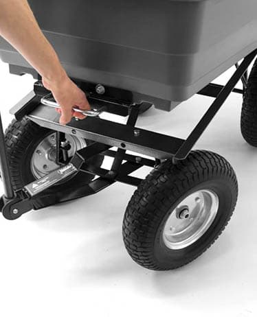 Just lift the handle to tip the Handy Poly Body Garden Trolley