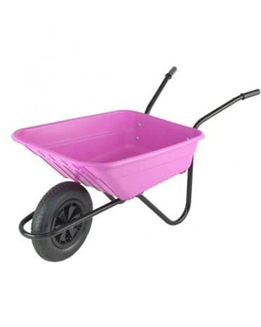 Pink garden wheelbarrow